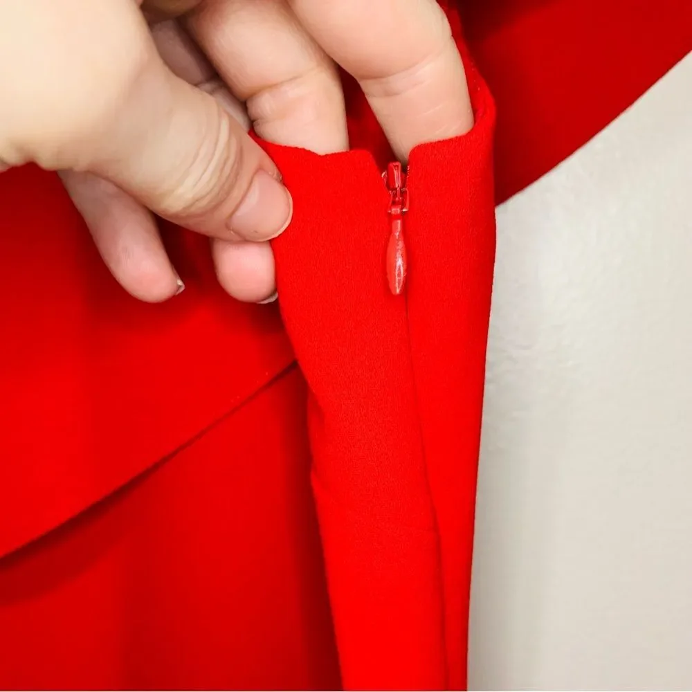 Ralph Lauren Collection Purple Label Red Crepe asymmetric Overlay dress size 10